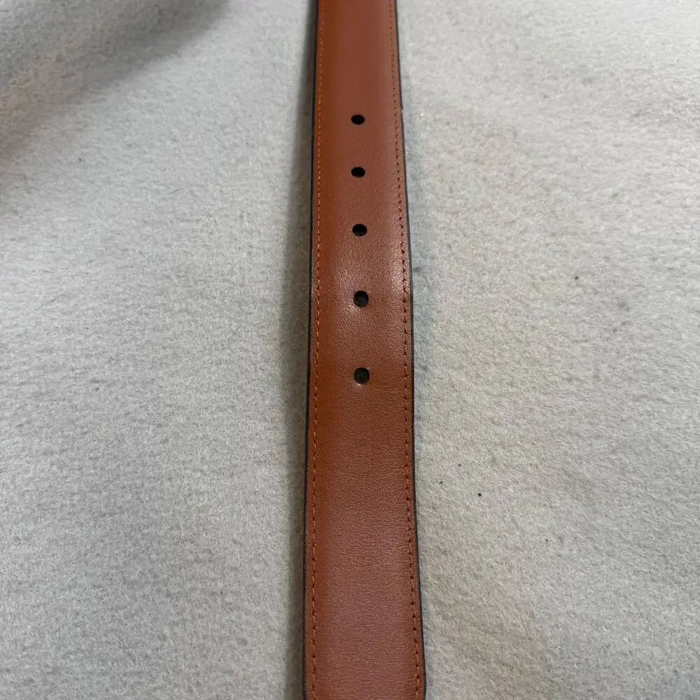 Johnston & Murphy Leather Belt Mens 38 Brown Distressed Oiled Contrast Stitched